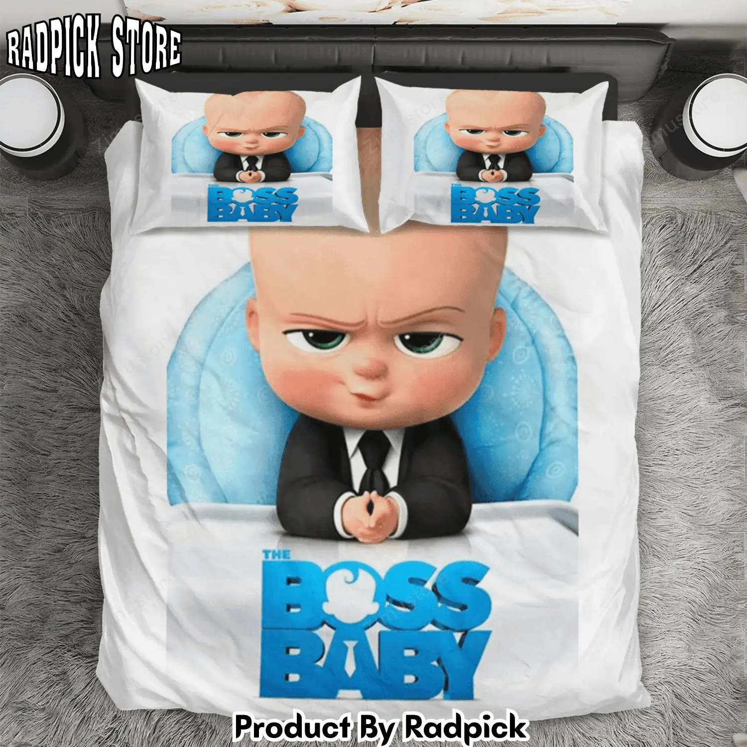 Radpick the boss baby poster 4 3pcs 3pcs bedding set duvet cover and pillow cases gift for fan rp3271346